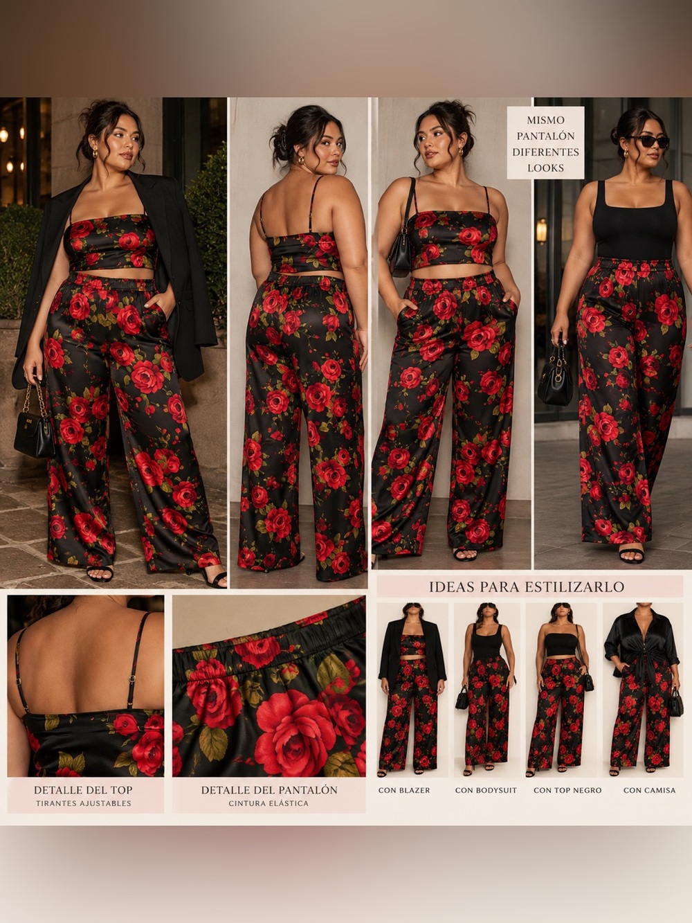 Victoria’s Secret Floral Satin Cami & Wide-Leg Pant Set Pajama/Going out Sz XL
